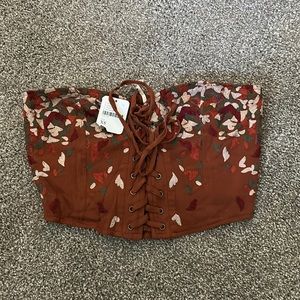 Free People NWT XS Embroidered Tube Top